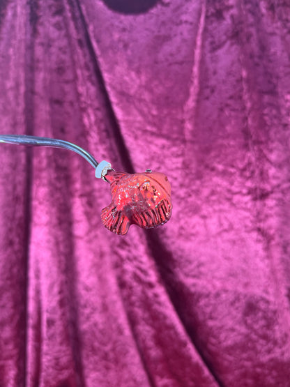 Vintage Christmas - Handblown Glass Ornament - Red Rhinestone Eyes Fish - Poland