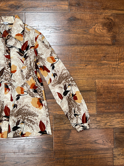 Vintage Clothing - 1970s Polyester Shirt - Autumn Flowers - Mardi Modes New York - Small