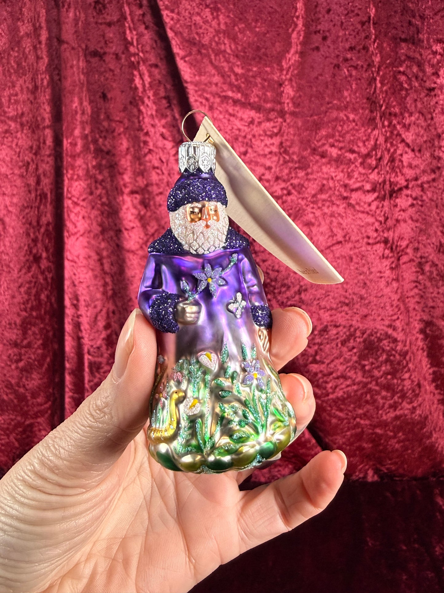 Vintage Christmas - Handblown Glass Ornament - Purple Rainforest Santa - Patricia Breen - Poland - 2000