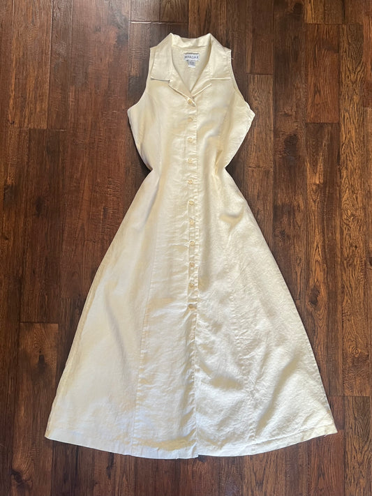 Vintage Clothing - Button Front Sun Dress - Pastel Yellow - Medium - Merona