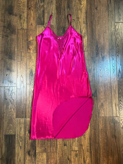 Vintage Clothing - L.A. Intimates Below The Knee Nightgown - Fuchsia Pink - Medium