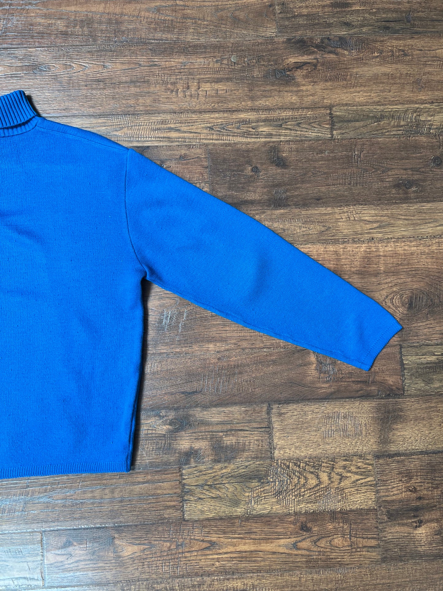 Vintage Clothing - Turtleneck Knit Sweater - Cobalt Blue - Puritan Double Knit - Large