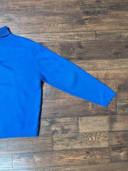 Vintage Clothing - Turtleneck Knit Sweater - Cobalt Blue - Puritan Double Knit - Large