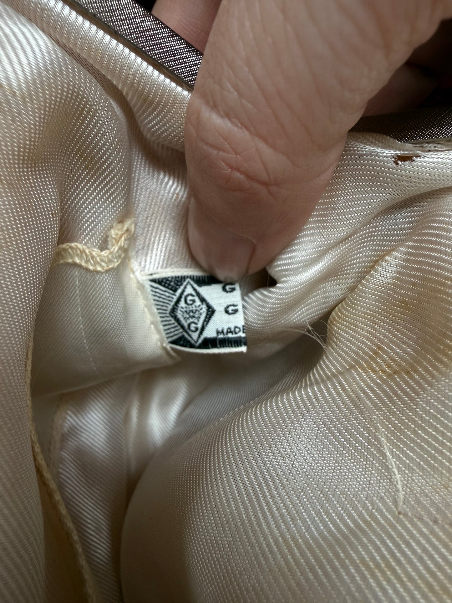 Vintage Accessories - 1950s Gems by George Silver Pearled Beaded Evening Purse - Kiss Lock Closure w/ Gold Chain Strap