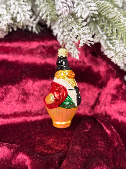 Vintage Christmas - Handblown Glass Ornament - Yellow Bird In Suit - Inge Glas - Made In Germany