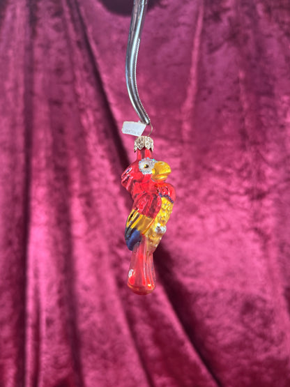 Vintage Christmas - Handblown Glass Ornament - Red Macaw Parrot - Poland - 3.5"