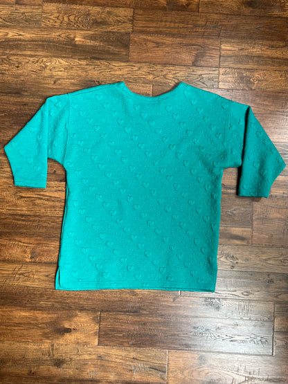 Vintage Clothing - Quilted Sweater - 3D Hearts & Bows - Green - Large - Michael Carrie