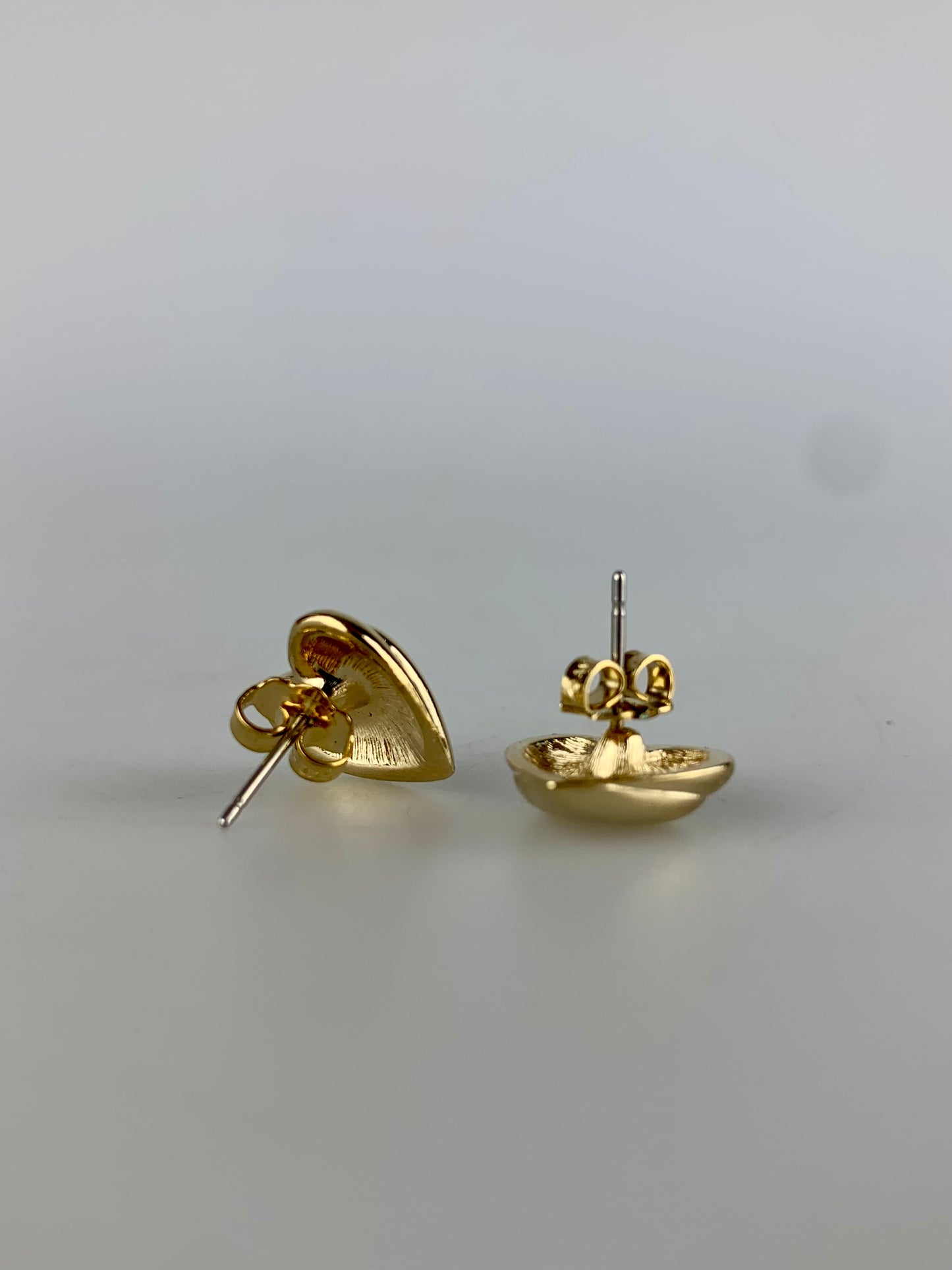 Vintage Avon Gold Tone Double Heart Stud Earrings