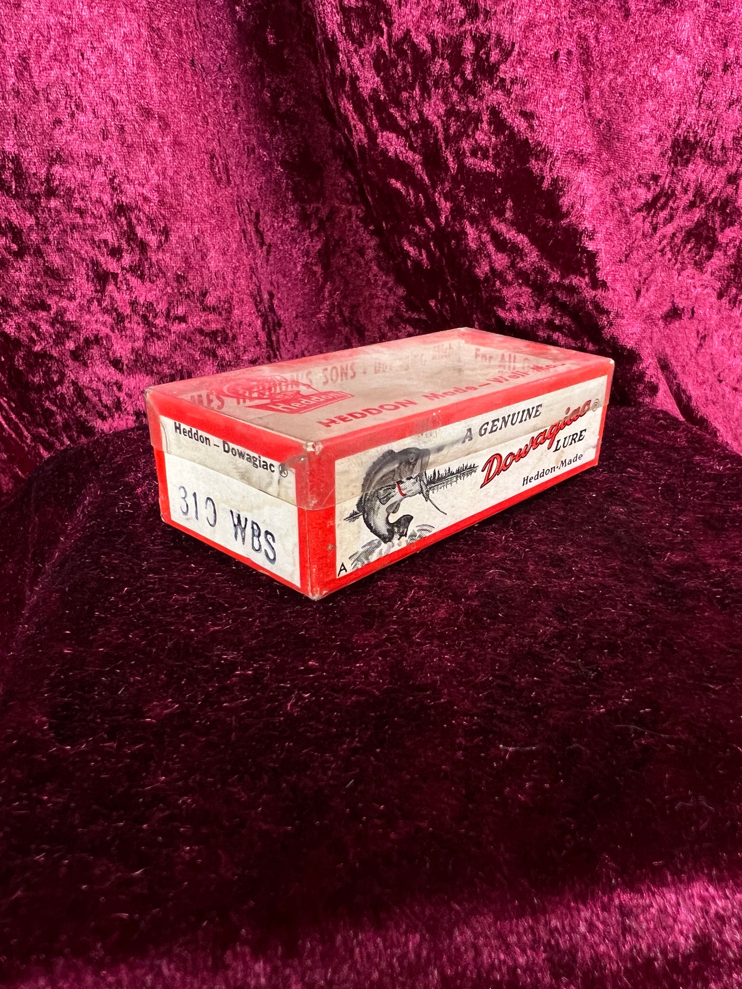 Vintage Heddon Plastic Fishing Lure - Baby Zara Red Head with Original Box