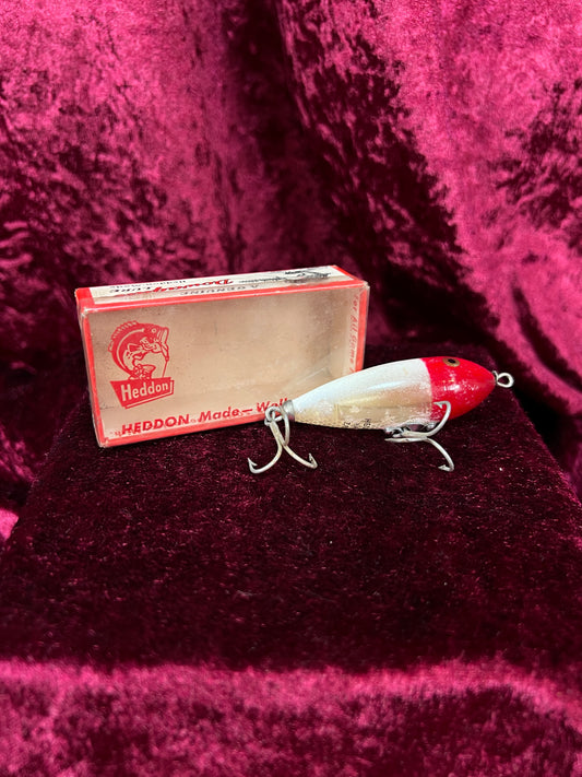 Vintage Heddon Plastic Fishing Lure - Baby Zara Red Head with Original Box
