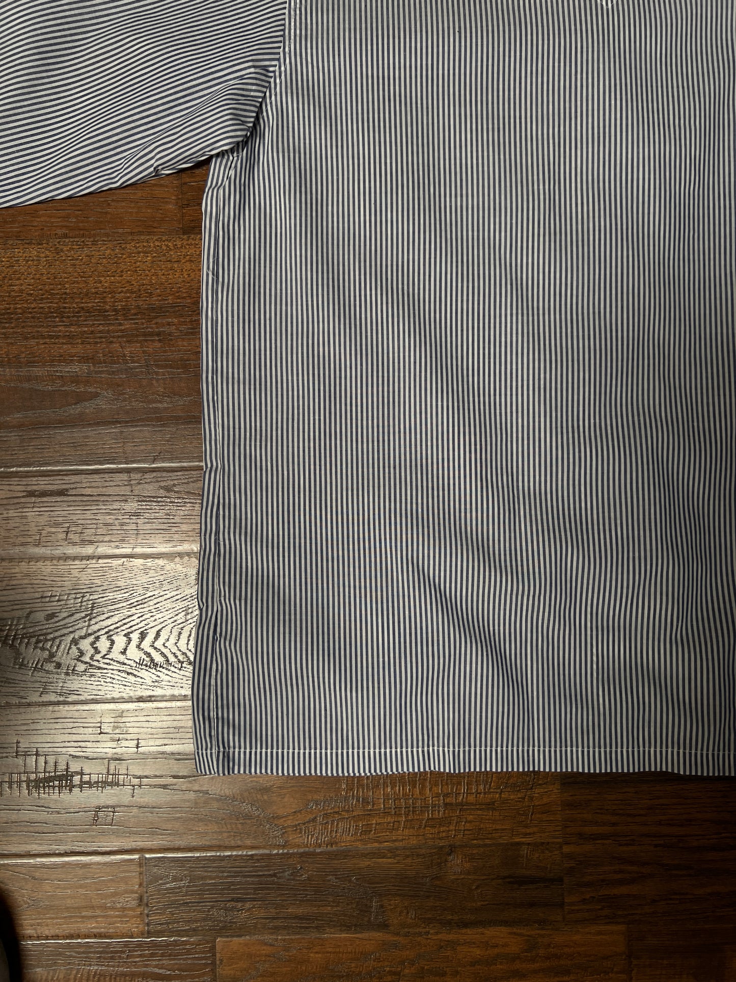 Vintage Christian Dior Monsieur Cotton Blend Pajama Shirt - Blue Pinstripe Top - X-Large