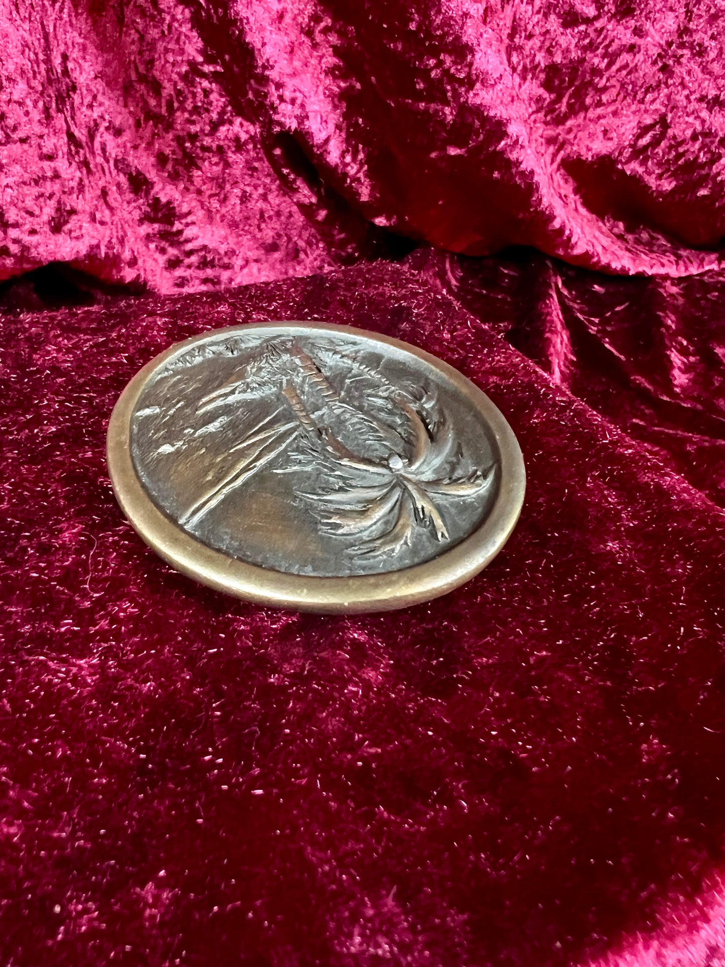 Vintage Metal Belt Buckle - Tropical Palm Tree Island Scene - 1976 Indiana Metal Craft
