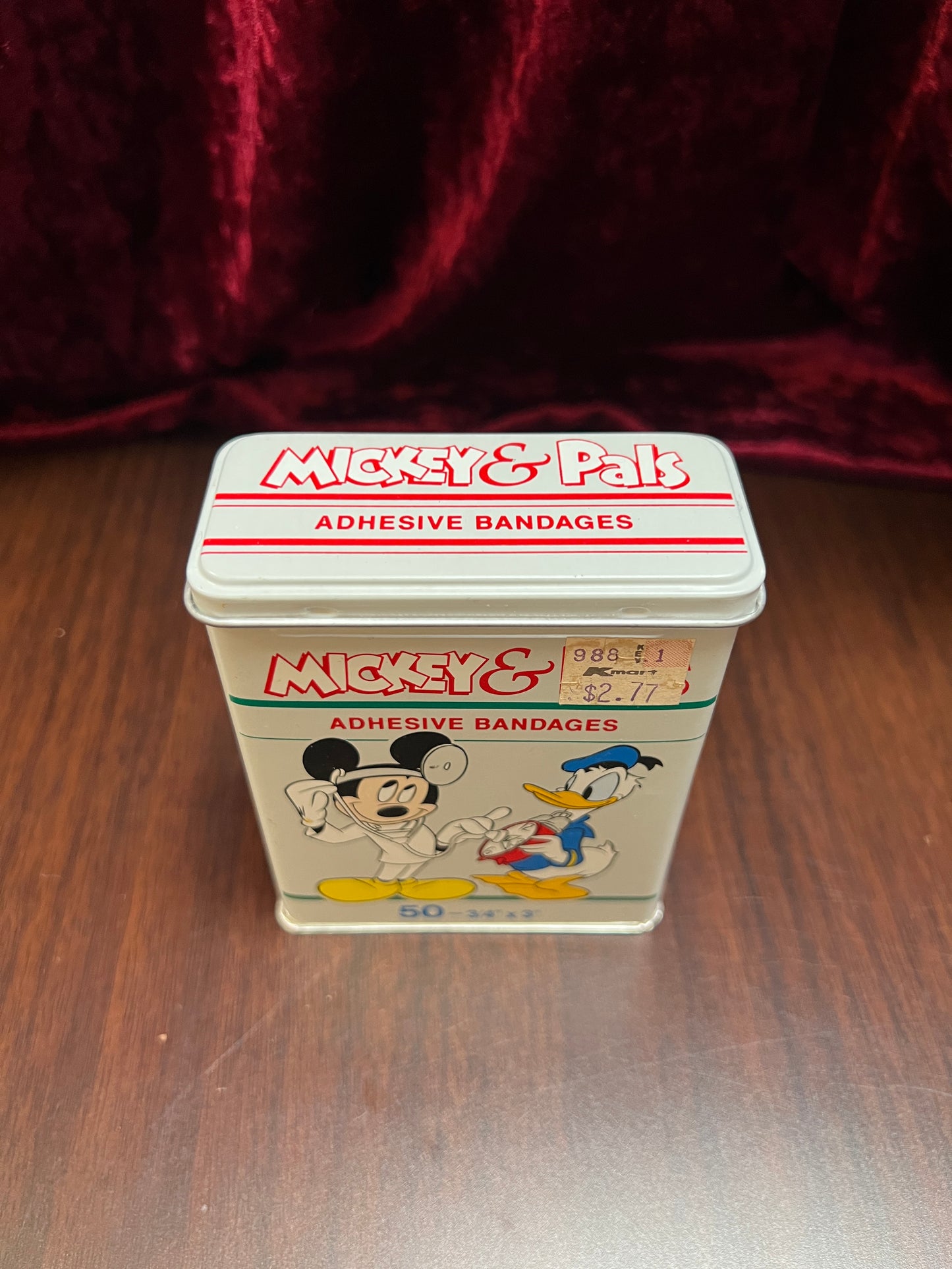 Vintage Advertisement - Metal Storage Tin - Mickey & Pals Adhesive Bandages - Walt Disney Co.
