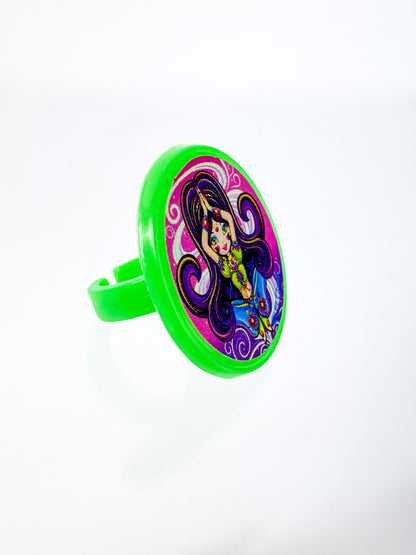 Vintage Ring - Y2k Lisa Frank Novelty Plastic Ring - Genie
