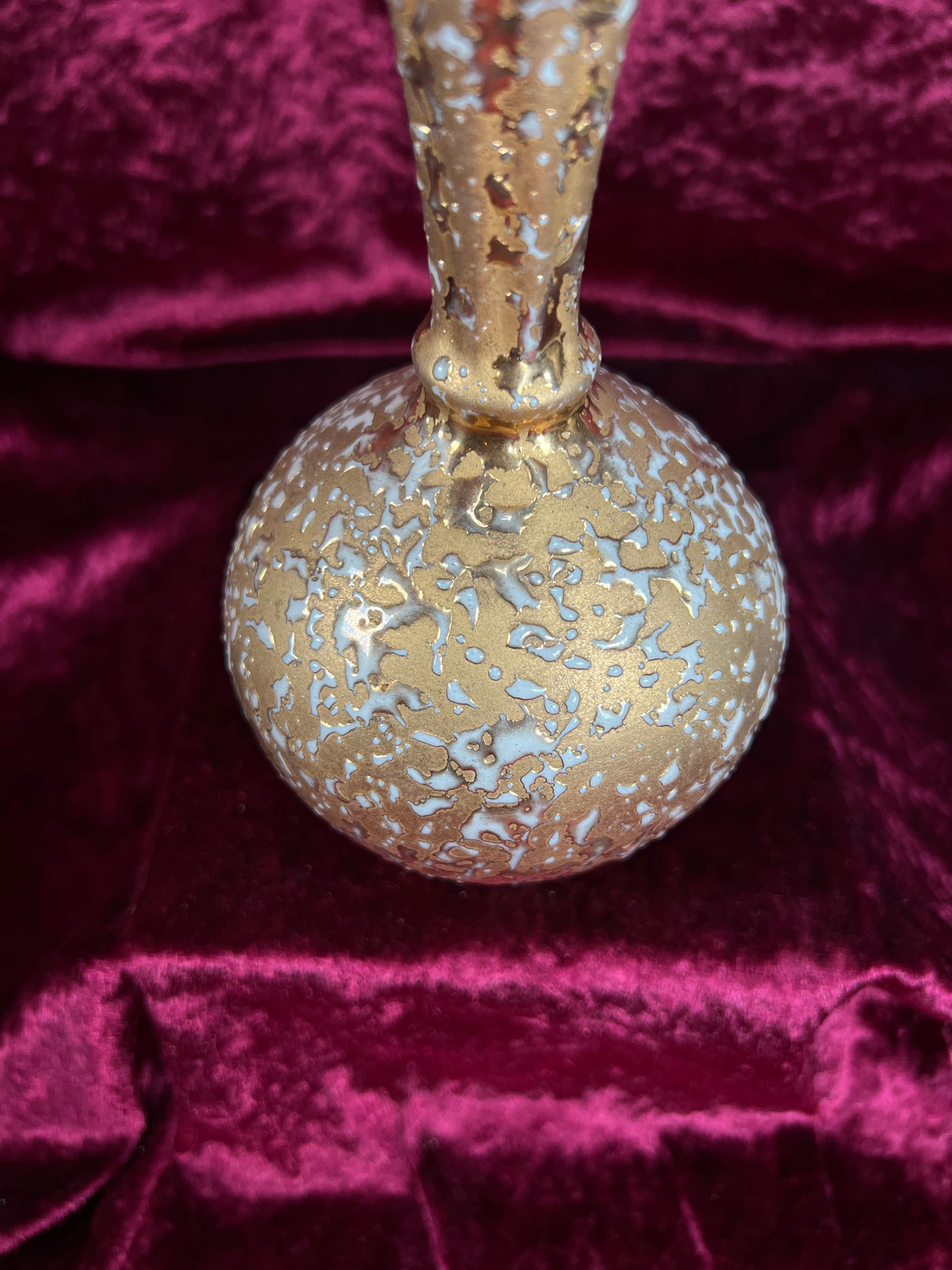 Vintage Ceramic Bud Vase – Dixon Art Studio Gold Textured Mid Century Design