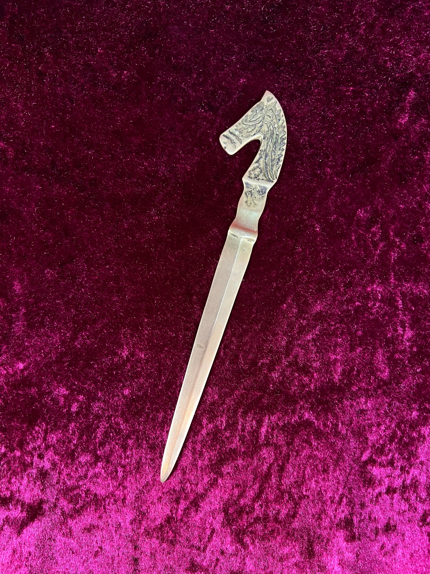 Vintage Brass Letter Opener - Horse Head Equestrian Desk Accessory