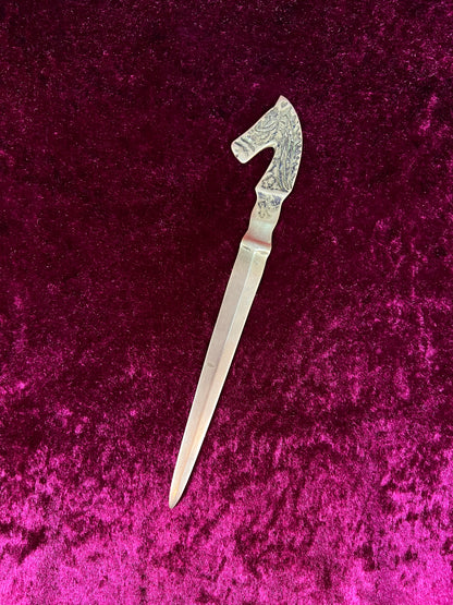 Vintage Brass Letter Opener - Horse Head Equestrian Desk Accessory