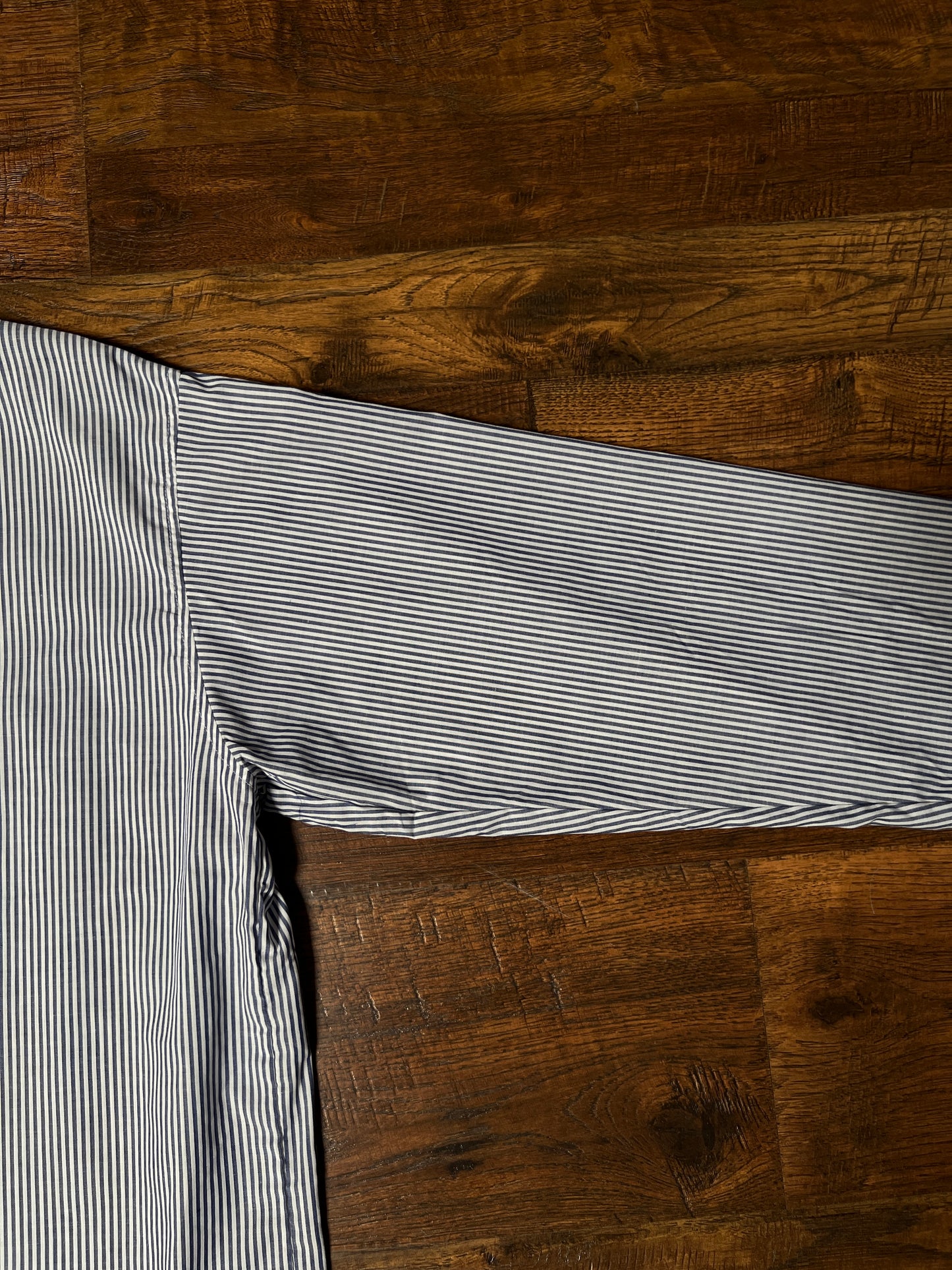 Vintage Christian Dior Monsieur Cotton Blend Pajama Shirt - Blue Pinstripe Top - X-Large