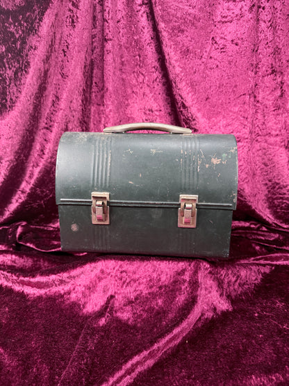 Vintage Metal Lunch Box - Green Dome Top Patent Pending Design