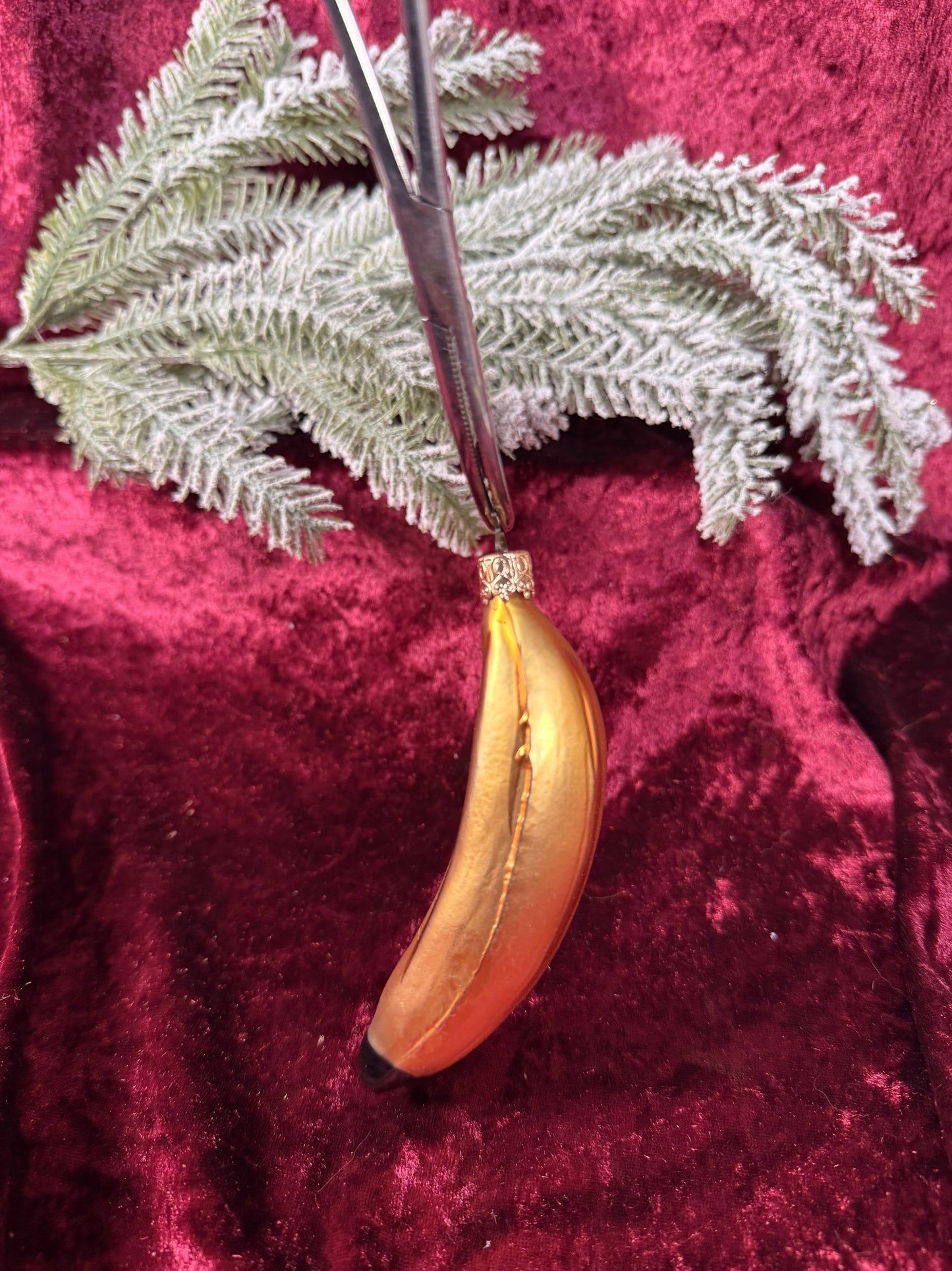 Vintage Christmas - Handblown Glass Ornament - Yellow Banana - Inge Glas - Germany