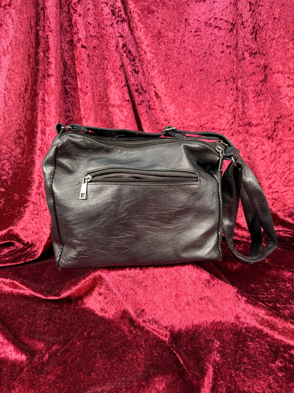 Vintage Accessories - 1980s Utilitarian Crossbody Purse / Shoulder Bag - Black