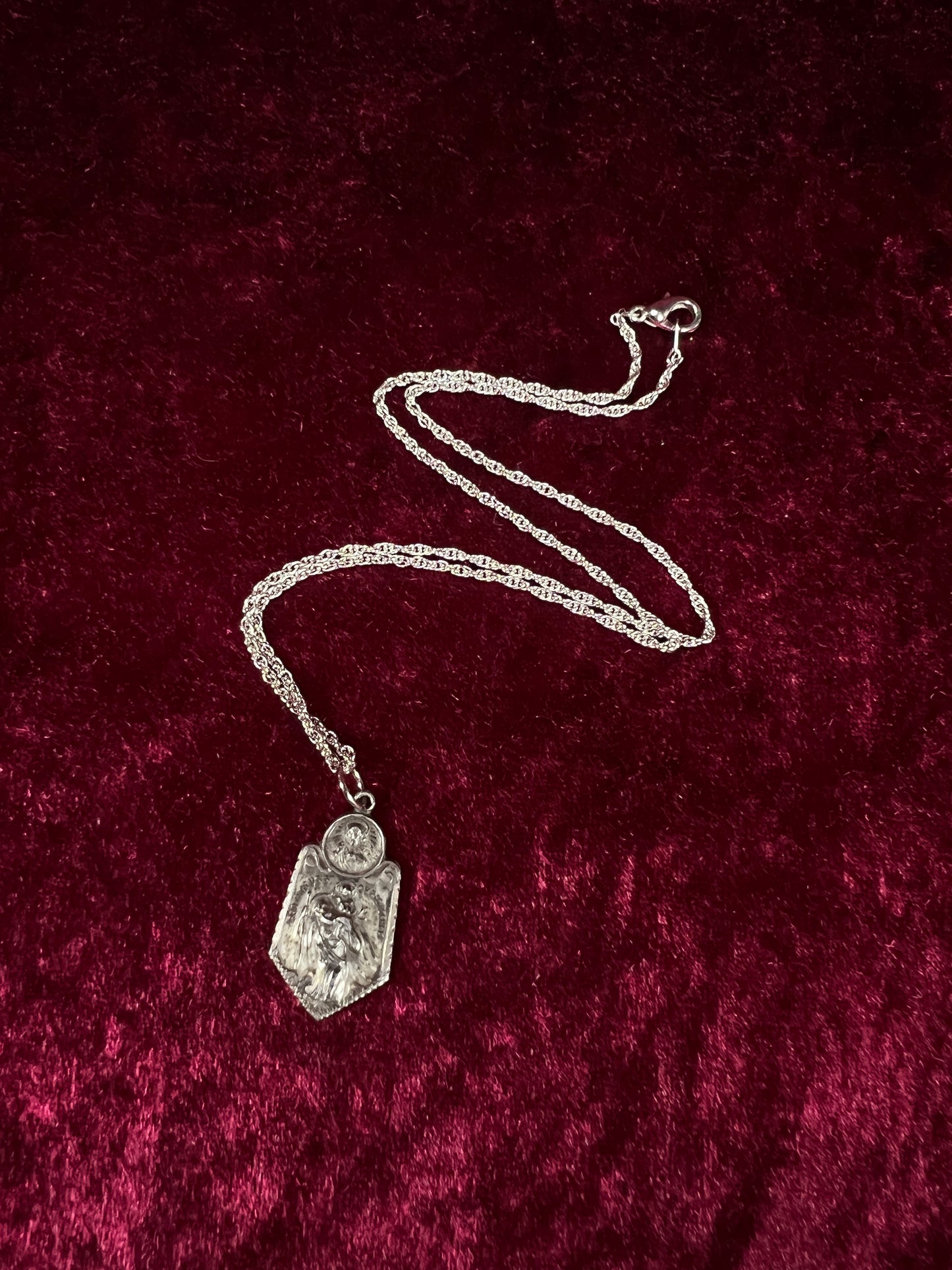 Vintage Sterling Silver Religious Pendant - Saint Christopher Catholic Medal