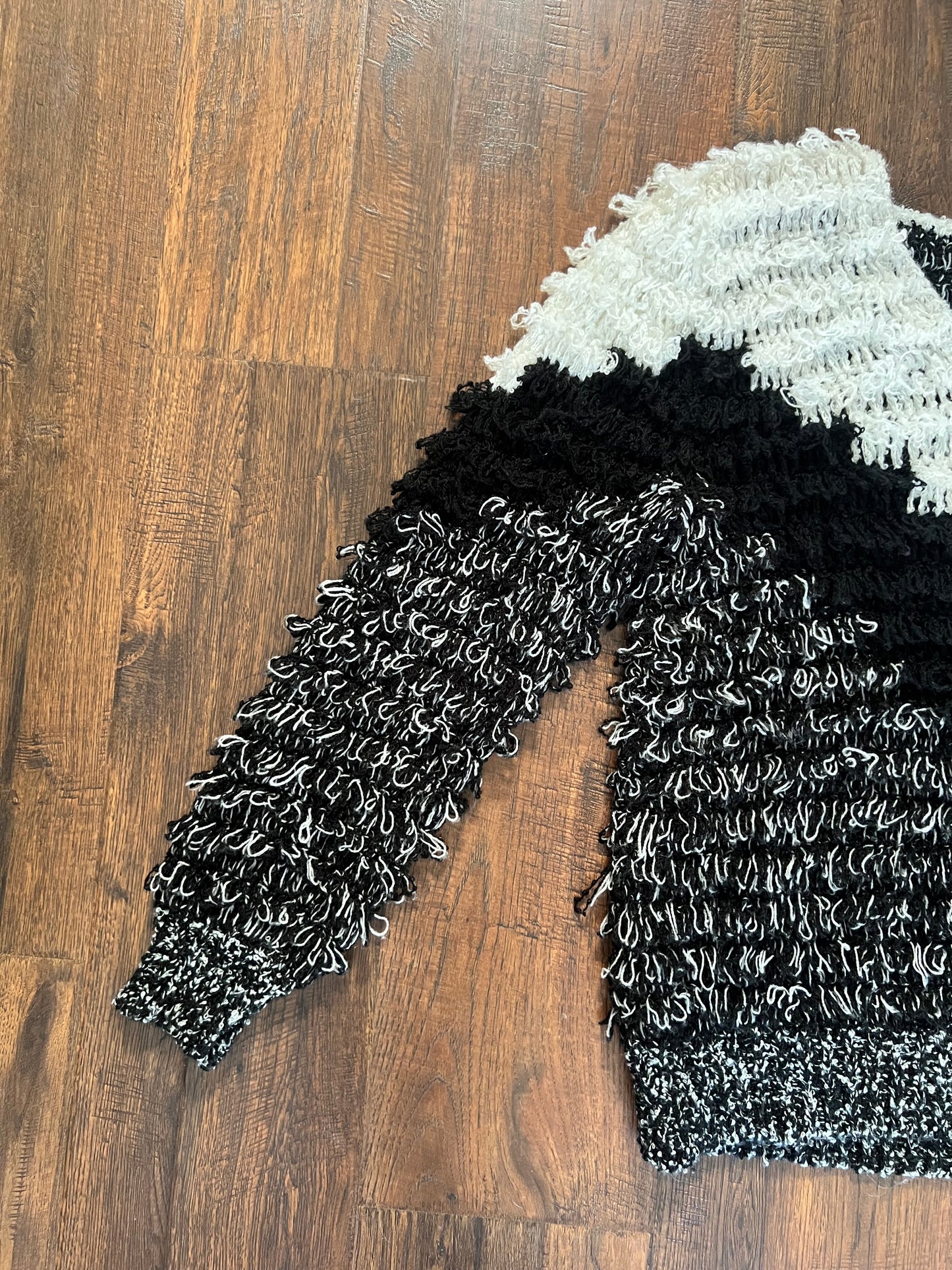 Vintage Clothing - Shag Knit Sweater - Black and White - Large - Answers by Riddles Inc.