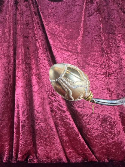 Vintage Christmas - Handblown Glass Ornament - Gold Glitter Spindle - KSA - 2.5"