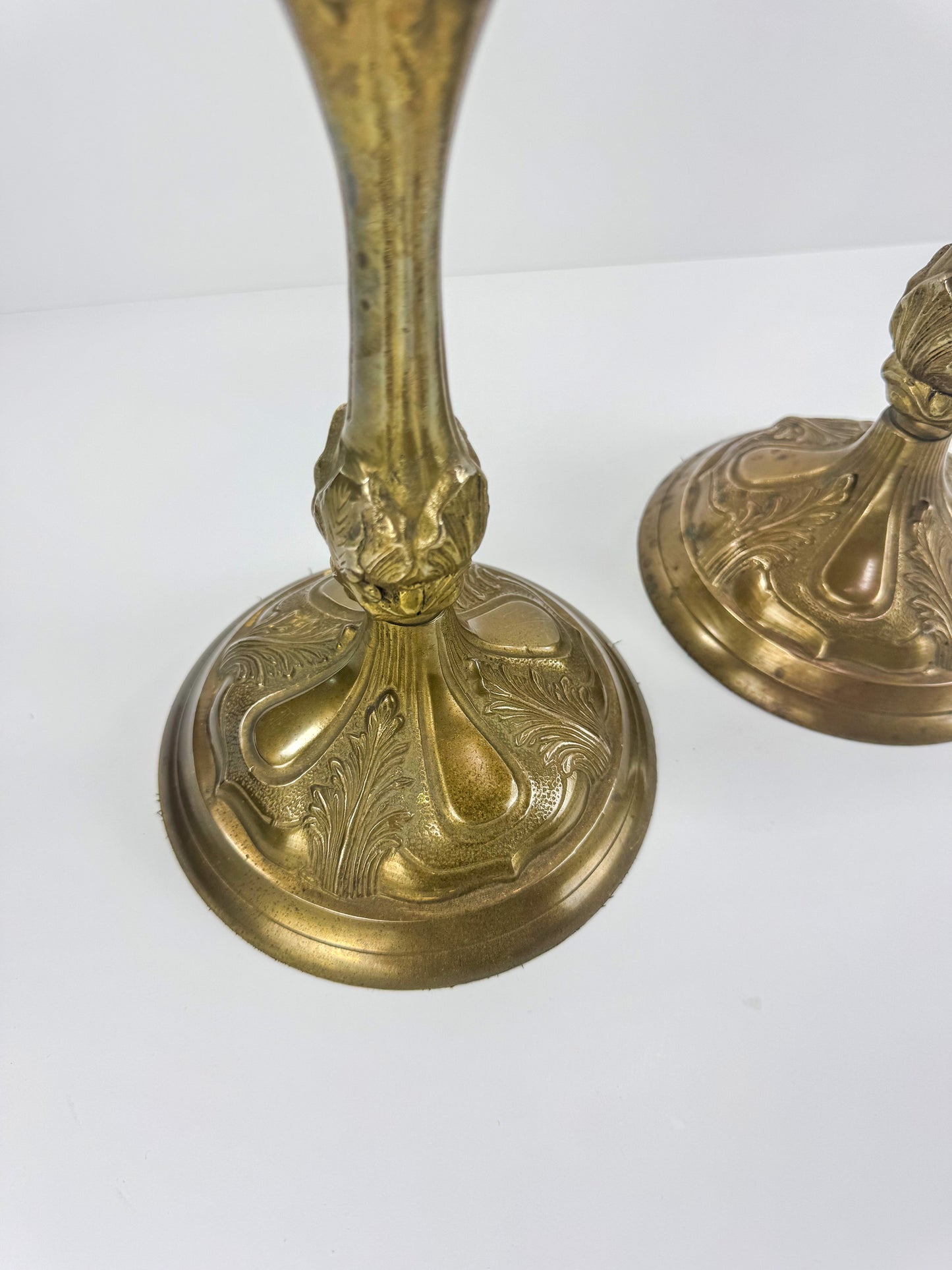 Vintage 1990s Ornate Brass Candlesticks - Pair of 2