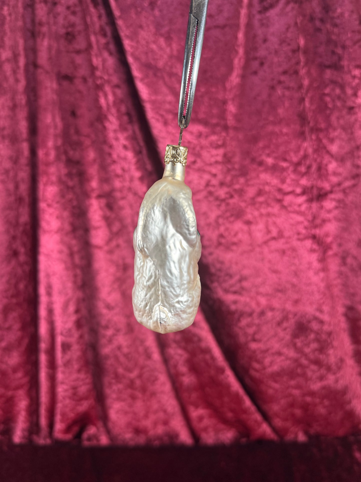 Vintage Christmas - Handblown Glass Ornament - Bunny Holding Carrot - 4"