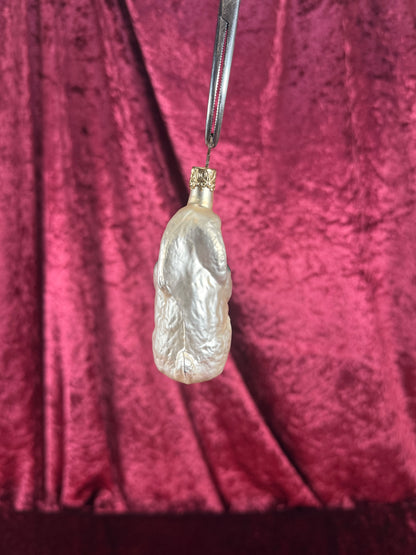 Vintage Christmas - Handblown Glass Ornament - Bunny Holding Carrot - 4"