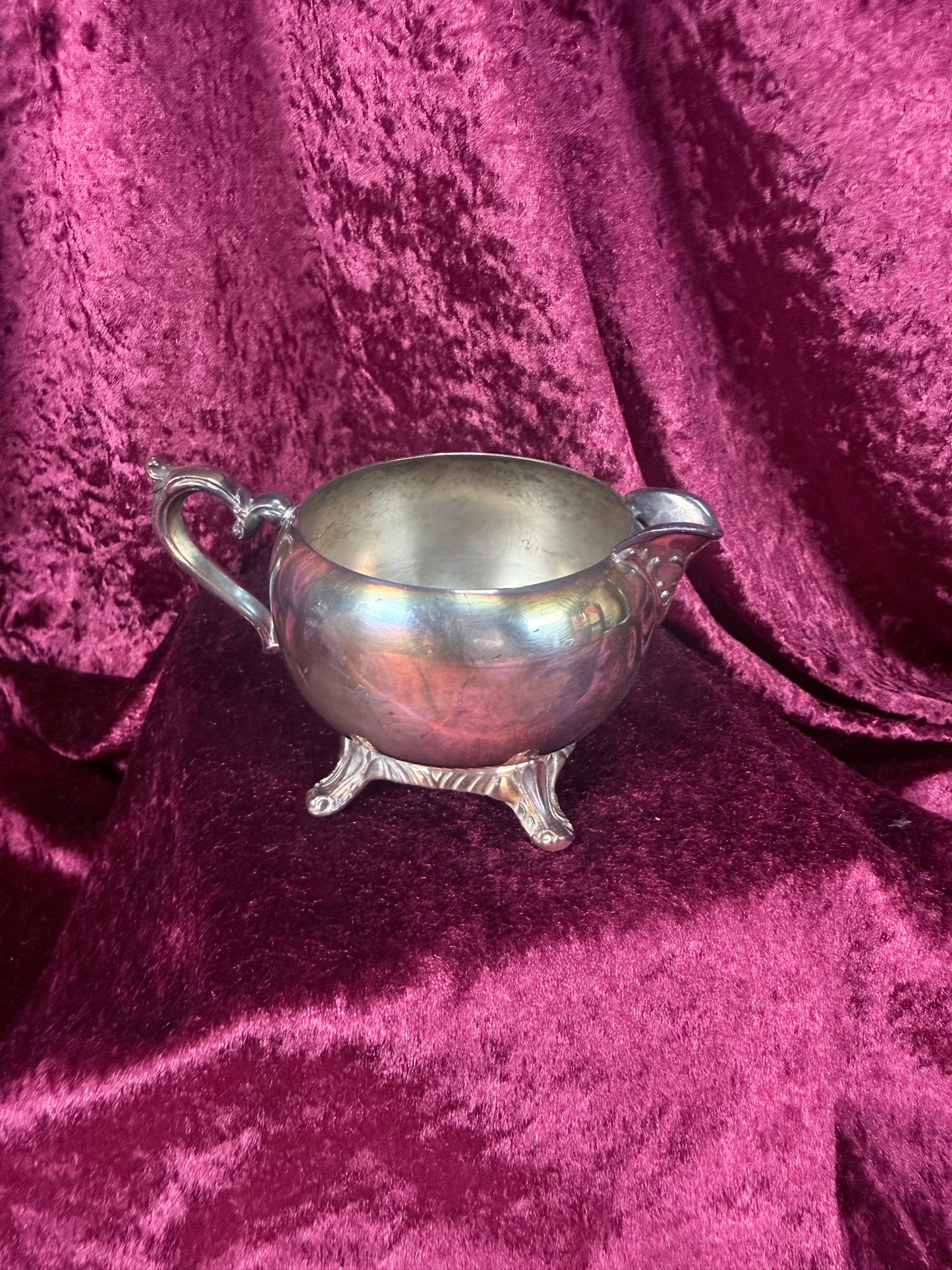 Vintage Silverplate Creamer – Apple Shaped Footed Pitcher
