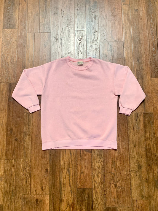 Vintage 1980s Cheetah Crewneck Sweatshirt - Baby Pink - Medium - Made In U.S.A.