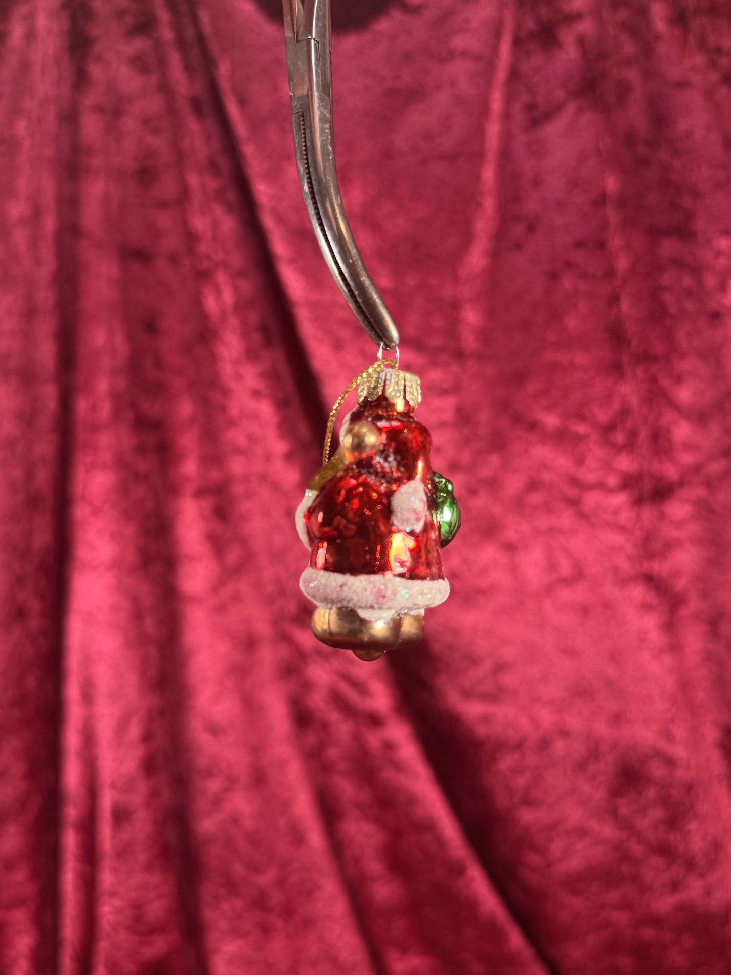 Vintage Christmas - Handblown Glass Ornament - Santa Claus Bear - 2"