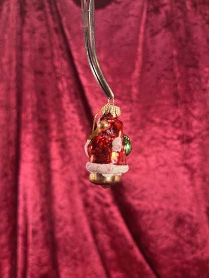 Vintage Christmas - Handblown Glass Ornament - Santa Claus Bear - 2"