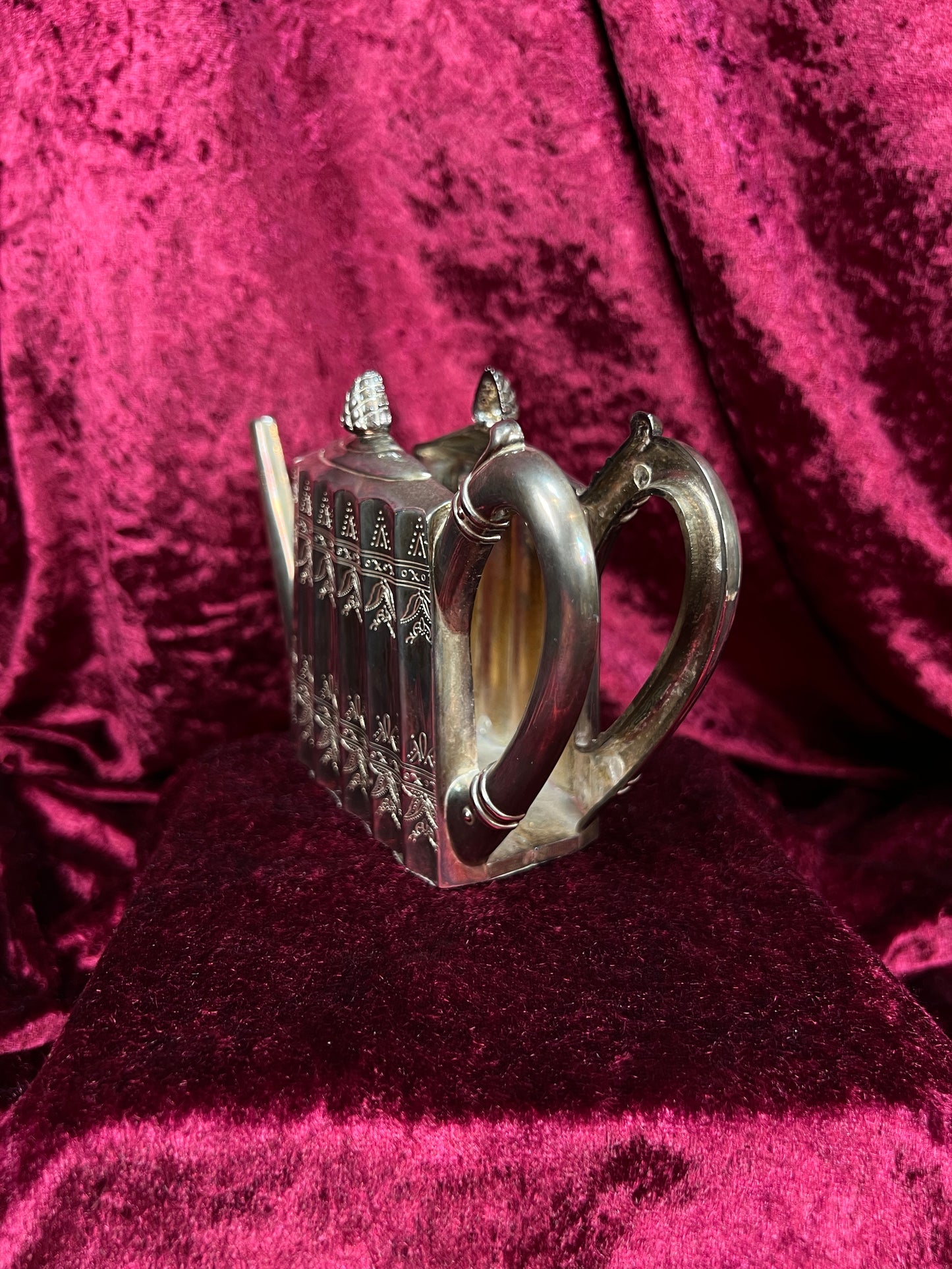 Vintage Plate Napkin / Letter Holder - Silver Teapot - Godinger Silver Co 1993