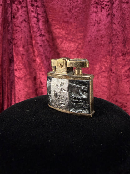 Vintage Brass Pocket Lighter – Floral Inlay - Marhill Japan