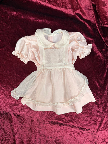Vintage Mid Century Baby Dress – Pink Pinafore - Toni Togs - 18 Months