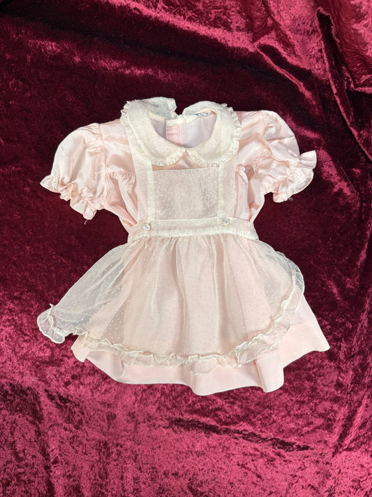 Vintage Mid Century Baby Dress – Pink Pinafore - Toni Togs - 18 Months