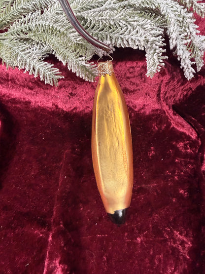 Vintage Christmas - Handblown Glass Ornament - Yellow Banana - Inge Glas - Germany