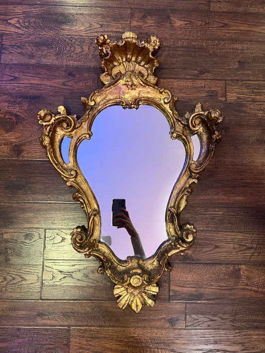 Vintage Mirror - Gilded Rococo Style Frame - Italian - 30.5" X 20.5"