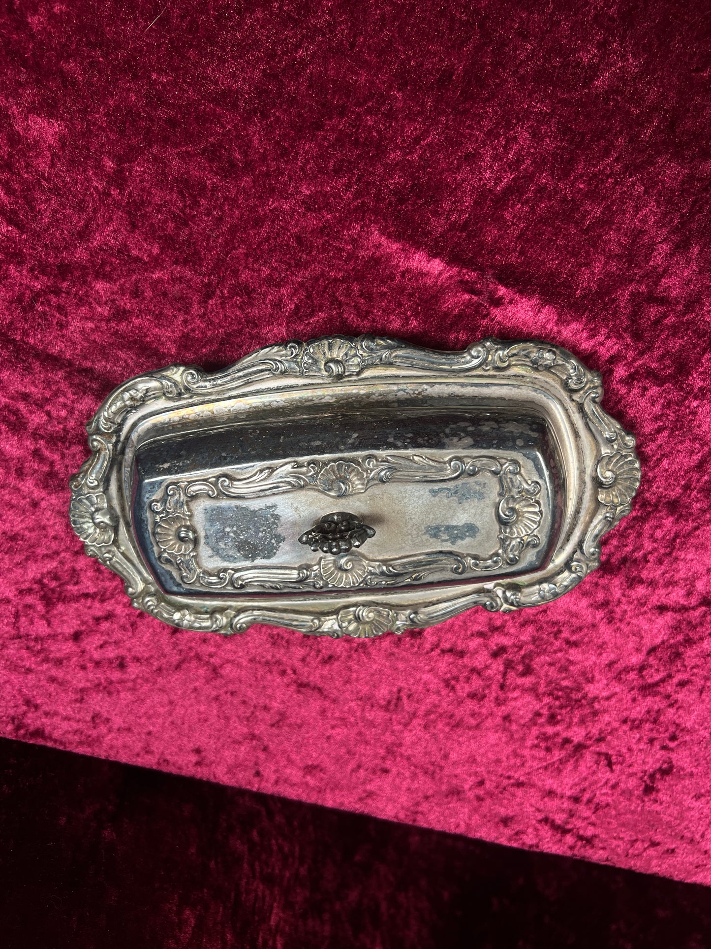 Vintage Silverplate Butter Dish - Ornate Rococo Design with Glass Liner