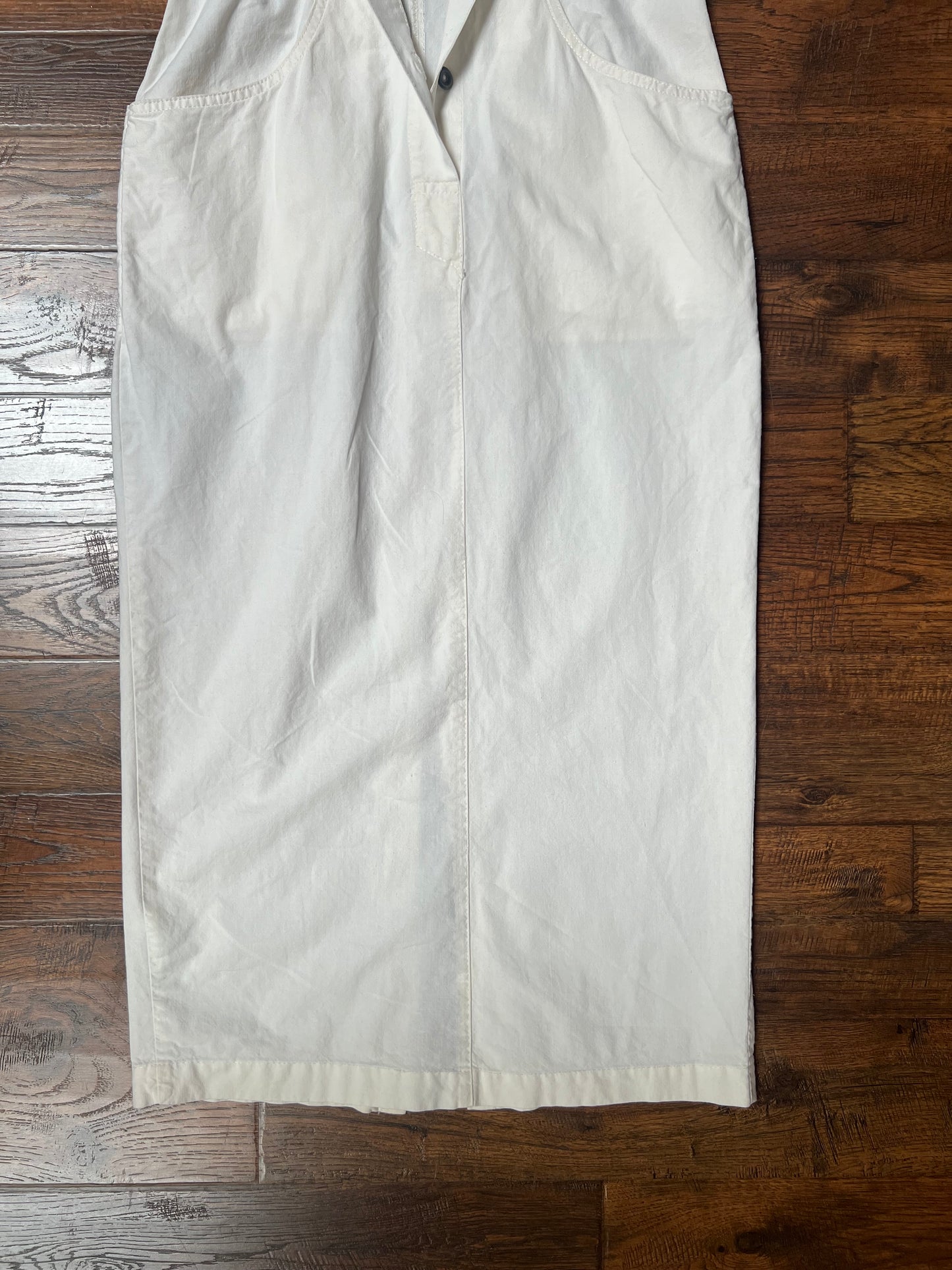 Vintage Clothing - Full Length Sleeveless Shirt Dress - Button Front - White - Medium - YES Clothing