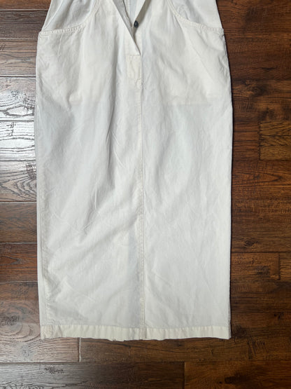 Vintage Clothing - Full Length Sleeveless Shirt Dress - Button Front - White - Medium - YES Clothing