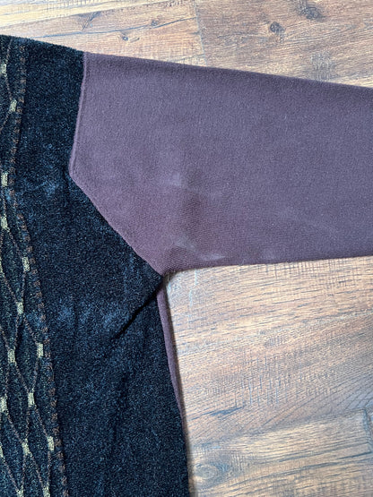 Vintage Clothing - Long Sleeve Polo Shirt - Brown Velour - Cigar Couture - Medium