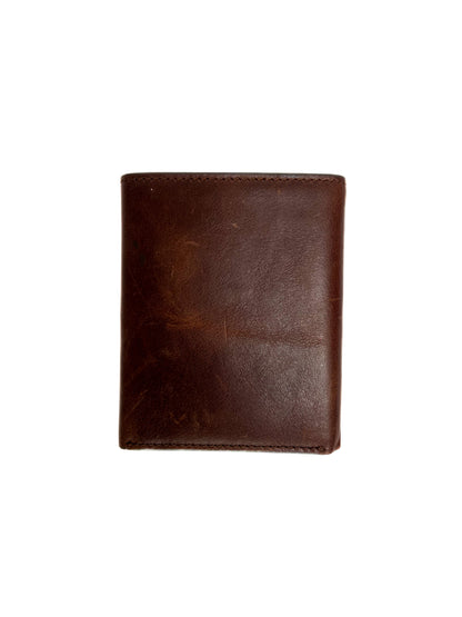 Vintage Wallet - Genuine Leather Trifold - Brown - Embossed Logo - Fossil