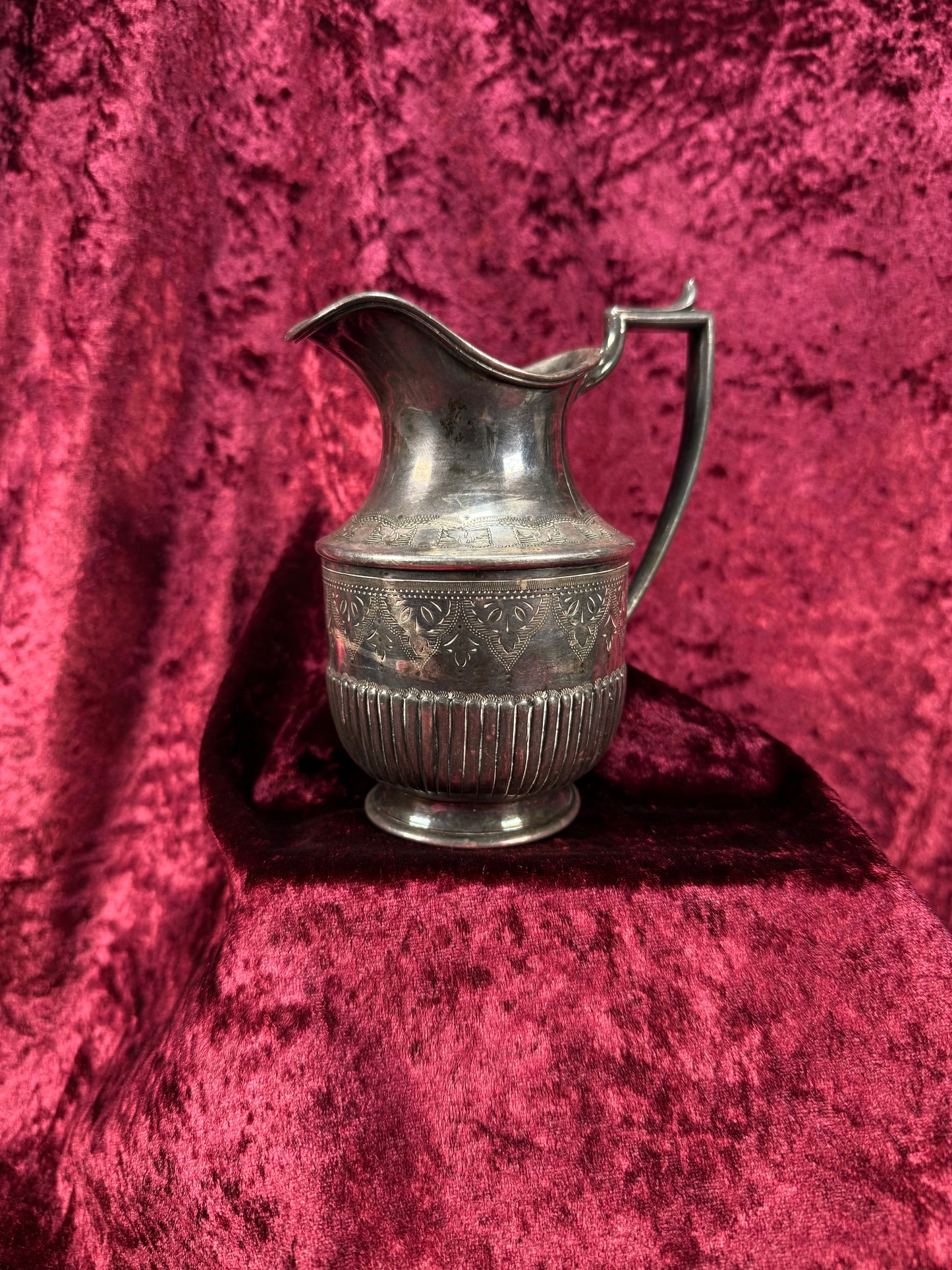 Antique Decor - Thai Silver Decanter with Handle - Floral Geometric Designs