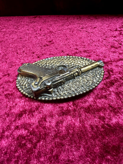 Vintage Solid Brass Belt Buckle - Luger Pistol 413 Limited Edition 1976 - Buckle Co. Chicago