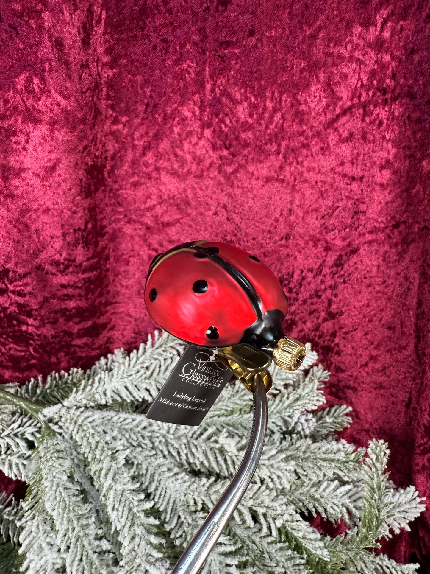 Vintage Christmas - Glass Clip-On Ornament - Ladybug Legend - Vintage Glassworks - Germany