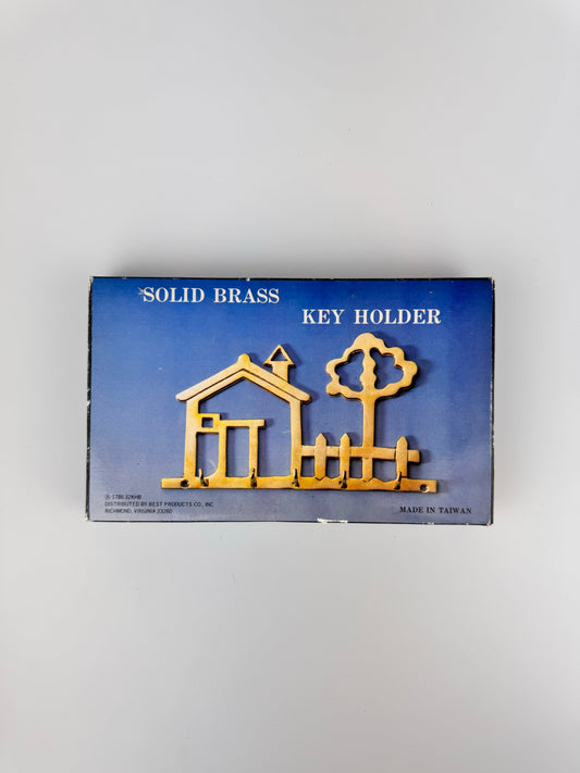 Vintage Best Products Co. Solid Brass Key Holder - House & Picket Fence - Made In Taiwan